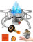 Portable Camping Gas Stove, 6800W Burner with Piezo Ignition, Windproof Design, Includes Adapters and Converters for Outdoor BBQs, Cooking, Fishing, Hiking, and Picnics.