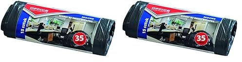 Office Products 22021218-05 Müllbeutel 35 L - 15 Stück Stark Reissfest LDPE| Müllsäcke Mülltüte Abfallsäcke Mülltüte für Den Hausmüll für das Büro| Farbe: Schwarz | Foliendicke: 18 μm (Packung mit 2)