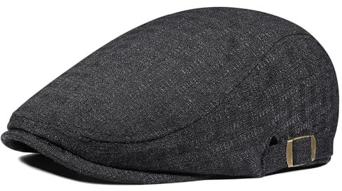 PivotWing Schiebermütze Herren Cap Herren Leicht Atmungsaktiv Schirmmütze Weich Leinen Baskenmütze Weich Netzgewebe Flatcap Verstellbar Sommermütze Outdoor Schwarz One Size