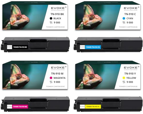 Tonerkartuschen für Brother TN-910 CMYK, 9.000 Seiten, Schwarz + 9.000 Seiten, jede Farbe, TN910, kompatibel mit HL-L9310CDW, 4 Stück