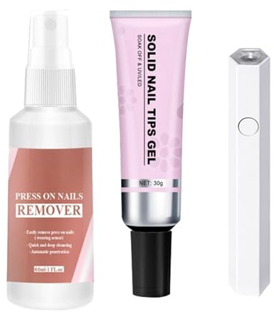 Nail Glue - Gentle Press on Glue Builder Kit, Soft Nail Tips and Press On Nails | Strong Adhesive with Remover Polish Builder Supplies for Beauty Art Home Salon Women Holiday Party