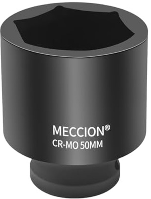Meccion 3/4 Inch Drive Impact Socket 50mm Heavy Duty Cr-Mo 6 Point Deep Socket, 80mm Length