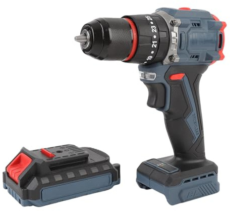 Itonash Cordless Drill Set, 1500RPM 25 Torsion Settings Brushless Electric Power Drill Driver with LED Light and Battery Display, for Home Maintenance Wood Plastic Drilling Screw Driving (GB Plug)