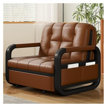 Huangj-0527 Gästebett Couch Ausziehbares Einzelbett mit kokosnussbraunem Kissen und klappbarem Sofa(Klein)