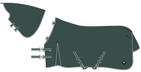 Imperial Riding Outdoordecke Basic 0g Fleece, ohne Halsteil, leichte Outdoordecke, wetterfestes Material, mit Gehfalte, Kreuzbegurtung, Schweif - & Beinschnüre, Grün, 145