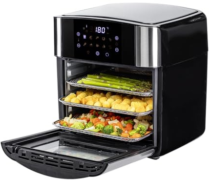 CHEF CUISINE Air Fryer Professional 15L | 3-in-1 Heißluftfritteuse mit Dörrfunktion & Rotisserie | 1800 W, 10 Programme, Touch-Display & beleuchtetes Sichtfenster | Backen, Grillen, Frittieren, Dörren