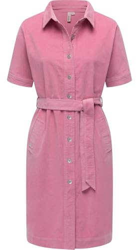 Ragwear Damen Blusenkleid kurzärmliges Kordkleid mit Hemdkragen Rozyna Cordy YOUMODO XS-XXL