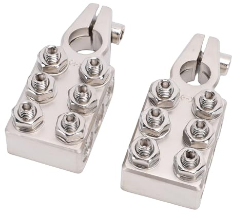 Jiawu 12 Way Zinc Alloy Battery Terminal Connectors Durable Automotive Clamps for Car Audio Setup for Cars and Trucks, 2pcs Top Post Battery Terminals