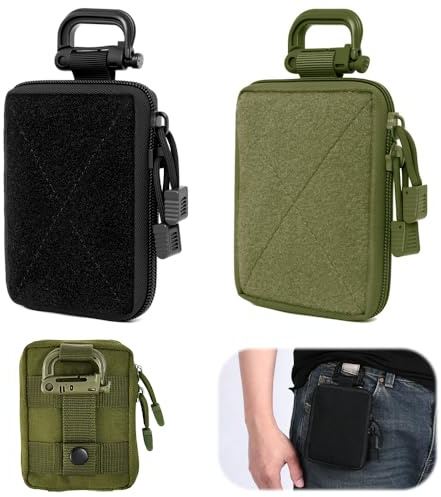 BXUUXA 2 Pièces Sac Tactique Ceinture, Pochette Molle Tactique Pochette Molle EDC Gadget Sac de Ceinture en Nylon Sacoche Militaire pour Randonnée, Camping, Pêche et Trousses d'outils Quotidiens