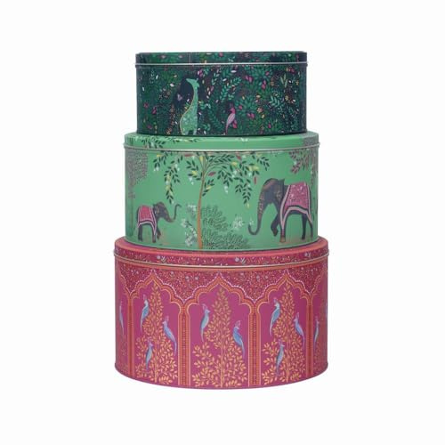 Sara Miller New India Set of 3 Round Nesting Cake Tins 250 (d) x 145mm 226(d) x 120mm 198 (d) x 90mm