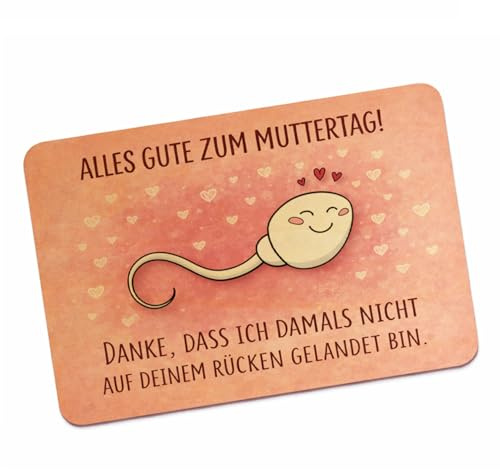 speecheese Postkarte aus Holz Danke Mama Spruch, Muttertag, Rücken | Holzpostkarte mit Rücken-Spruch, Samenzelle, Herzchen und rosafarbenem Motiv; beschreibbar, als Kompaktbrief versendbar.
