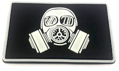 Patch Nation Gasmaske PVC Airsoft Paintball Klett Emblem Abzeichen Flicken (Im Dunkeln leuchten)