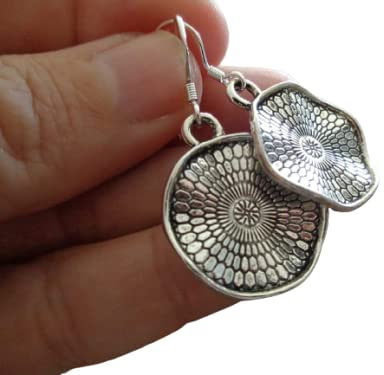✿ GEWELLTE MANDALA SCHEIBE 925 SILBER OHRRING ✿ echt Silber Haken Ohrringe