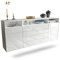 Dekati Sideboard Bellevue hängend (180x77x35cm) Korpus Weiss matt - Front Hochglanz Weiß - Push to Open - Leichtlaufschienen