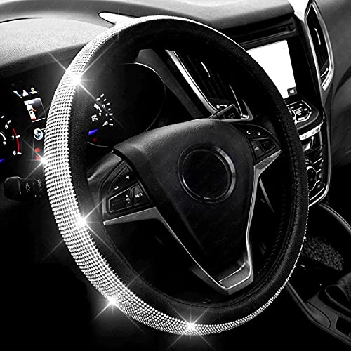 New Diamond Leather Steering Wheel Cover with Bling Crystal Rhinestones