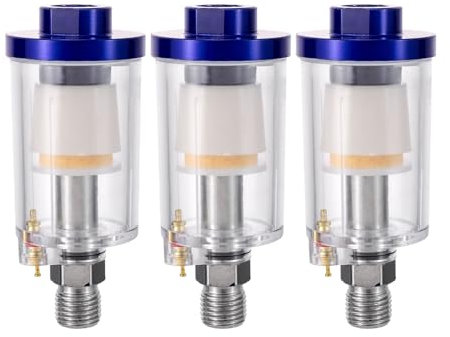 Air Oil Water Separator Trap Filter Seperator 1/4 NPT Air Compressor Filter for Spray Gun Air Tools Air Line 3 Packs