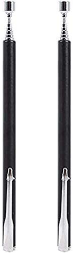 POFET - Juego de 2 Herramientas telescópicas magnéticas con Varilla de extensión, 66 cm, Color Negro