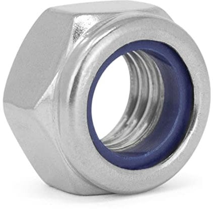 Dado di sicurezza esagonale DIN 985/ISO 10511, forma standard, in acciaio inox A2 V2A, dado autobloccante, dado in acciaio inox, dado esagonale (M10, 25 pezzi)