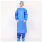 Hygene Disposable Blue Color Level 3 Isolation Gown With Long Sleeves & Knit Elastic Band Cuff Unisex, Spunbound Nonwoven PP+PE Fabric 55GSM, Non Sterile, Resistant to Moisture & Bacterial Penetration
