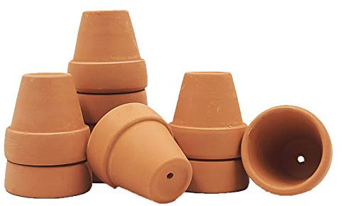 YISHANG Lot de 10 mini pots en terre cuite avec trous de drainage - 3,8 cm - Petits pots en argile pour intérieur/extérieur - Mini plantes, loisirs créatifs, cadeaux de mariage