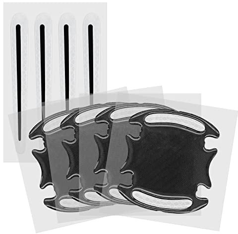 kwmobile 8X Universal Auto Türgriff Lackschutzfolie - Folie - Schutzfolie Griffmulden und Griff Schwarz Grau 9,1 x 8,3 + 13 x 1,7 cm