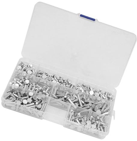 Flache Senkkopf-Aluminium-Vollnieten 350 Stück M4 Kohlenbecken-Kopf-Vollaluminium-Nieten Kit Länge 4/6/8/10/12/16/20mm Niet
