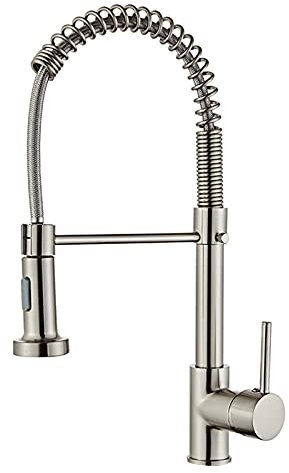 Robinet Cuisine Avec Douchette Pivotant À 360°, Ressort En Spirale Mitigeur Cuisine, 2 Modes De Pulvérisation Avec Tuyaux Mitigeur Monocommande Evier Froide Et Chaud Disponible, Argent