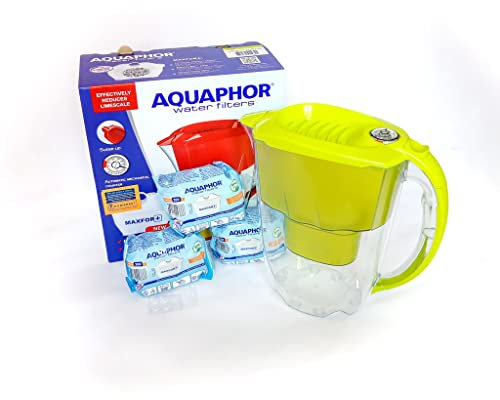 Aquaphor Amethyst caraffa filtrante/brocca per Acqua Potabile con 3 Cartuccia Originale Maxfor PLUS - Colore Verde