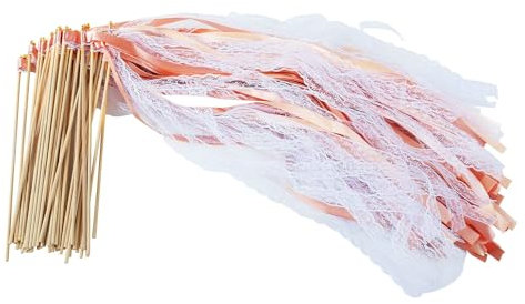 TIHOOK 50 Pcs Baguettes De Mariage Baguettes Banderoles De Mariage Baguettes De Mariage Avec Cloche Baguette De Fée En Soie Baguettes De Mariage pour Fête Célébration De Vacances