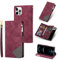 UEEBAI Wallet Case for iPhone 12 Pro Max 6.7 inch, Vintage Premium PU Leather Cover Flip Case with Card Slots Magnetic Closure Zipper Pocket Kickstand Handbag with Hand Strap - Diamond Red