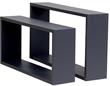 thesecrethome.es | Estante Cubo Rectangular | Set de 2 ESTANTES RECTANGULARES | estantería balda Flotante Mueble organizacion para Colgar | Set de 2 tamaños | para Salón, Cocina (Negro)