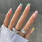 Sethexy Faux Ongles Français Carré Court Ongles a coller Arc-en-ciel Ongles Brillant 24 pièces Acrylique Ongles pour les femmes et les filles