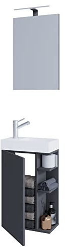 3-TLG Set | Waschplatz für Gäste WC | Gästebad Toilette | Waschtisch mit Spiegel | Badmöbel Badezimmer Set – Lumia