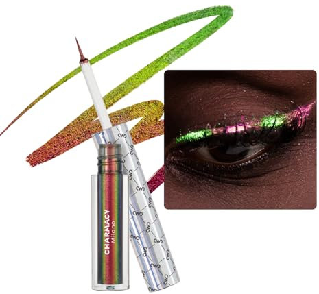 CHARMACY Chameleon Glitter Liquid Eyeliner, Metallic Shade Color Shift Eye Liner, Highly Pigmented, 24H Long-Lasting, Waterproof and Anti-Smudge, Ultra-Fine Tip (#902)