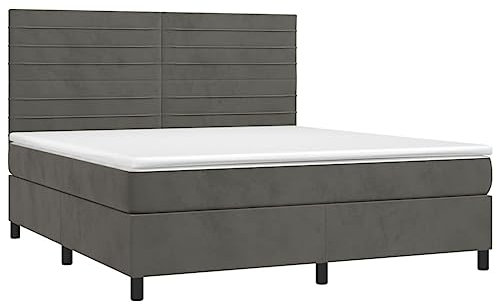 vidaXL Boxspringbett mit Matratze Doppelbett Bett Polsterbett Bettgestell Bettrahmen Lattenrost Hotelbett Schlafzimmerbett Dunkelgrau 180x200cm Samt