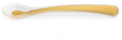 Suavinex, Cuillère en Silicone pour Bébés +4 Mois, Souple, Bout Arrondi, Manche Long et Ergonomique, Idéal Gencives Sensibles, Compatible Lave-vaisselle, Mustard