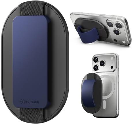 Sinjimoru 9mm schlank magnetisch 2 in 1 Telefonhalter für MagSafe Ständer, Silikon-Ständer für kabelloses Laden kompatibel mit iPhone 16 15 14 13 12 Serie. M-Sgrip Navy