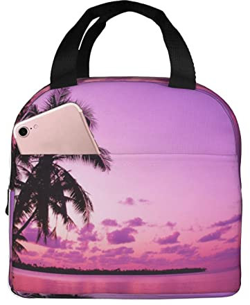 XVBCDFG Bolsa de almuerzo rosa de árbol tropical Oficina al aire libre Papel de aluminio portátil Aislamiento grueso y bolsa Bento de mantenimiento fresco