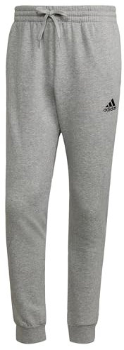 adidas Essentials Fleece Regular Tapered Pants Uomo, Medium Grey Heather/Black, M Extra Tall
