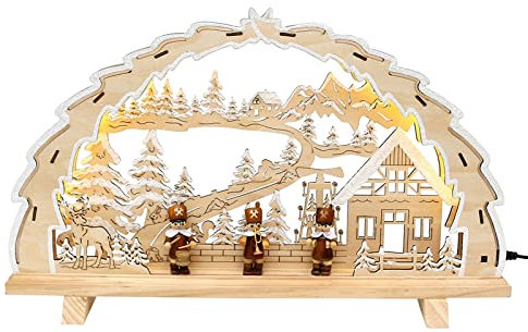 Holz Schwibbogen, LED Bergmann-Figuren SIGRO