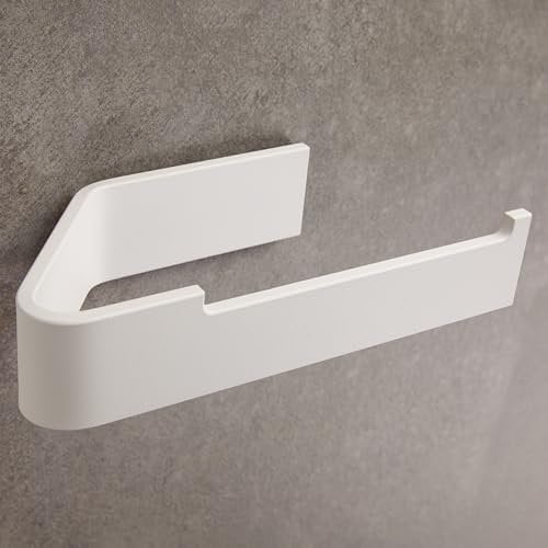 Designfabrik Hamburg Toilettenpapierhalter ohne Bohren | Klopapierhalter zum Kleben | Klorollenhalter Bad | WC Rollenhalter selbstklebend | Toilettenpapierhalter Weiß | Modernes Design