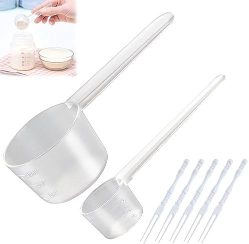 Cucharas Medidoras, Cucharas Soperas en Polvo, 5g/30ml Cucharas Graduadas de Plástico Transparente, Cucharas Dosificadoras de Plástico Cucharadita, para Cocina, Condimento, Aceite, Café, Té, 2 PCS