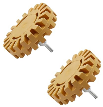 JNNJ 2 Piezas Removedor De Vinilo para Ruedas, Removedor Rueda para Quitar Telas a Rayas, Borrador Goma para Rueda con Adaptador Taladro, Goma Borrar con Rueda para Coches, Motocicletas(20mm)
