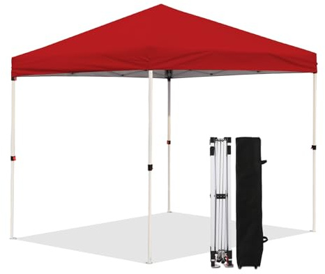 Northroad Pop Up Pavillon, 3 x 3 m Wasserdicht Stabil Faltpavillon, UV Schutz 50+, Höhenverstellbar Gartenpavillon mit Tragetasche, für Pool, Camping, Strand, Rot
