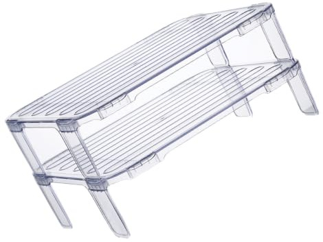 SHOWERORO 2Pcs Stackable Refrigerator Organizer Shelf Kitchen Storage Rack Foldable Clear Fridge Shelf for Home Cooking and Party Use