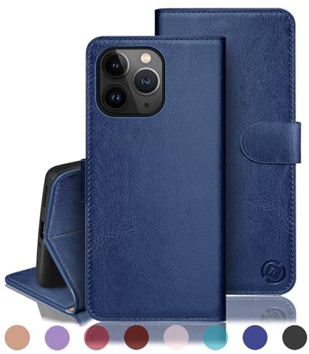 RingPi für iPhone 11 Pro Max 6.5 Handy Hülle PU Leder[RFID Schutz] Handyhülle Lederhülle Klapphülle Kartenfach Stoßfeste Schutzhülle Leather Flip Cover für Apple 11 ProMax Wallet Phone Case,Blau