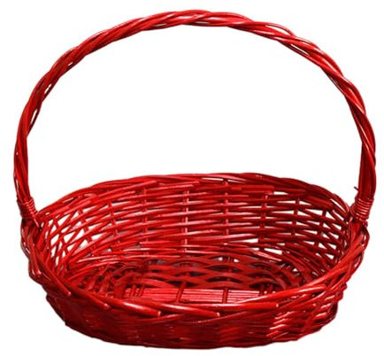 Cesto Pasquale, Cestino Intrecciato, Cestino da Portata Leggero, Cestino da Picnic per Bomboniere, Frutta, Ragazzi E Ragazze, Matrimonio, Regali, Rosso