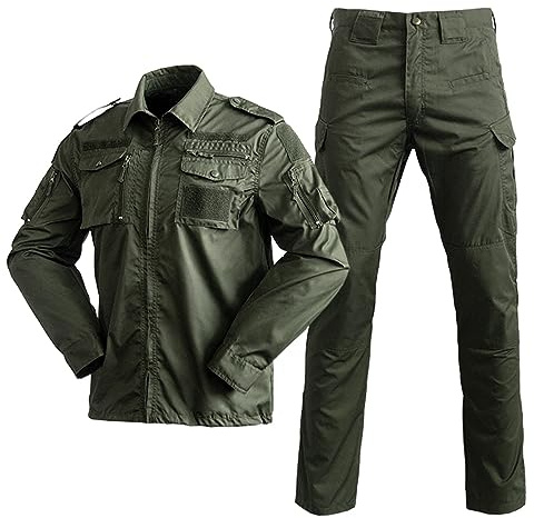 Tarnanzug Herren Paintball Combat Shirt Taktische Hose Langärmlige mit 1/4 Reißverschluss Militär Anzug Outdoor Camouflage Jagdbekleidung BDU Taktisch Uniform