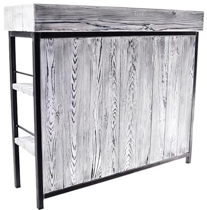 CHYRKA® Bartisch Stehtisch KL Barstuhl BarMöbel KALUSH Loft Vintage Bar Industrie Design Handmade Holz Metall (THEKE -120 cm / 47, Weiss)