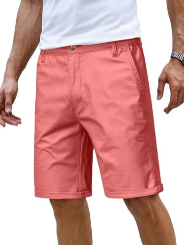 seiveini Pantalon Court Homme Chino Bermuda Pantalon Court pour Homme Casual Regular Fit Bermudas Cargo Baggy Shorts Sport Outdoor Pantalon d'été Court Décontracté A Rose 36